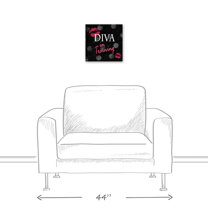 Diva In Training Print On Canvas; 79E15D08D37B47A5B84BFFCC99BD837A Square, 12" H x 12" W x 1.25" D