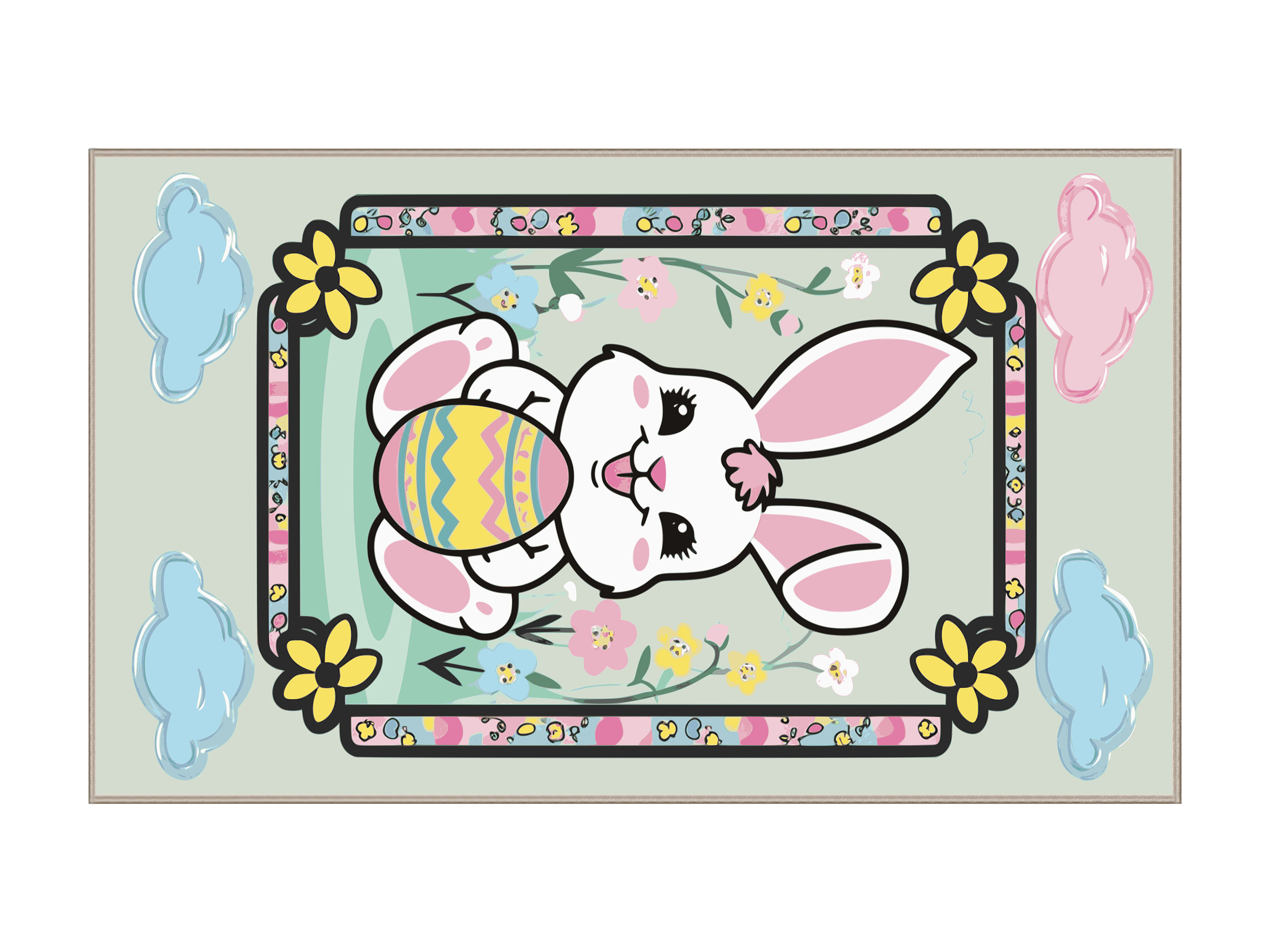 Round Easter Rug Ginza Six Washable Easter Spring Holiday Rug | Wayfair