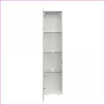 Armoires, armoire d'appoint blanche neige avec 3 lampes en bande bleues en aluminium, l 40 x P 29 x H 170 cm | Panneau de particules | Minimaliste