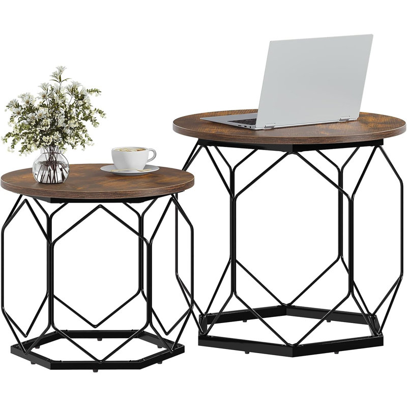 Collison Frame Nesting Tables, Vintage Brown