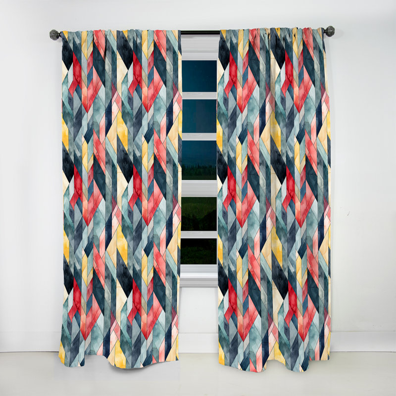 Ethno Marble Enchantment In Geometric - Rideau obscurcissant en marbre abstrait - 1 panneaux, L 52 po x L 95 po