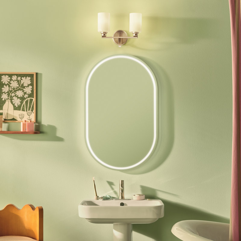 Éclairage pour salle de bain 2 lumières 14,25 po avec verre, Bronze, Opale gravée
