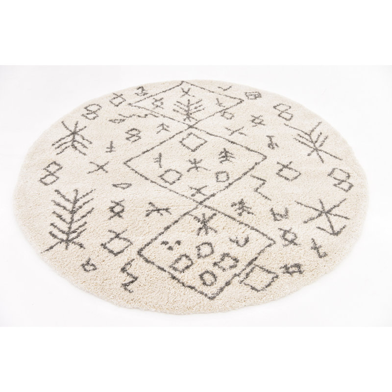 Jonnye Southwestern Area Rug, Round 8', Cream