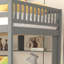 Lit mezzanine double avec bureau, tablettes de rangement et escalier