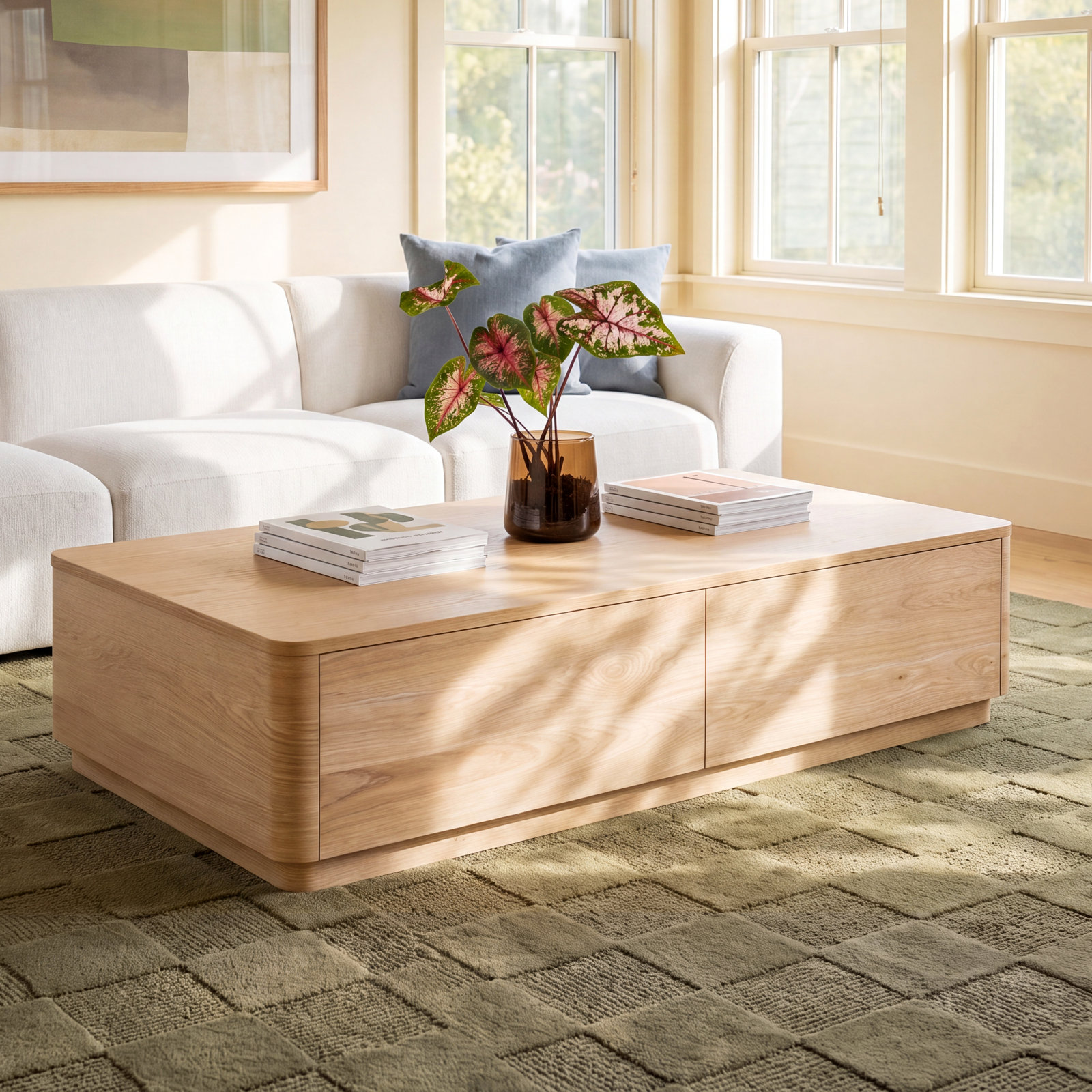 Mille 55" Coffee Table with Storage, Oak