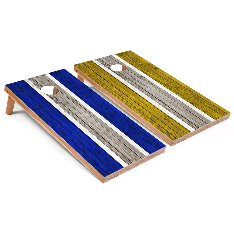 Panneaux de cornhole rayés avec étui et lumières, Royal / jaune