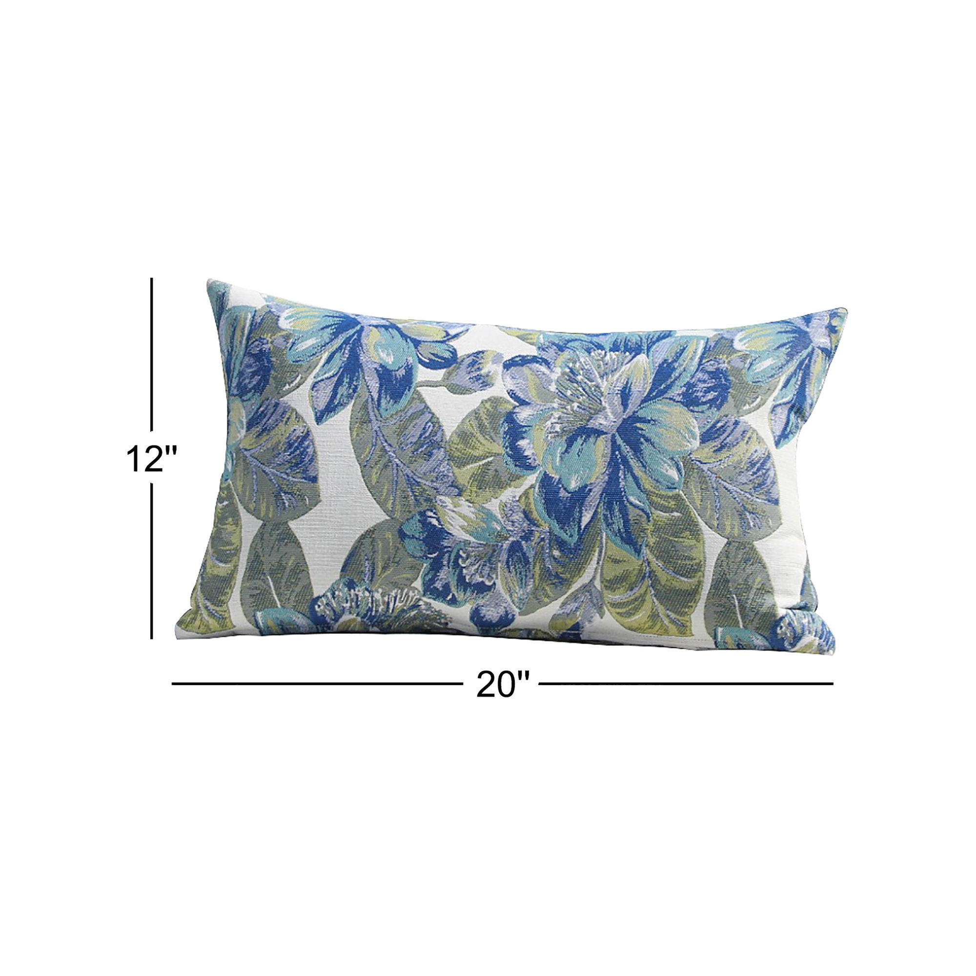 Square Sunshine Plaid 16 x 16 Pillow, 2pk, Rectangle 12"H x 20"W, Blue/Green/White Floral