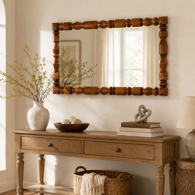 Miroir mural rétro vintage en bois massif sculpté