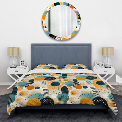 Ensemble de housse de couette à motif géométrique jaune et vert IV