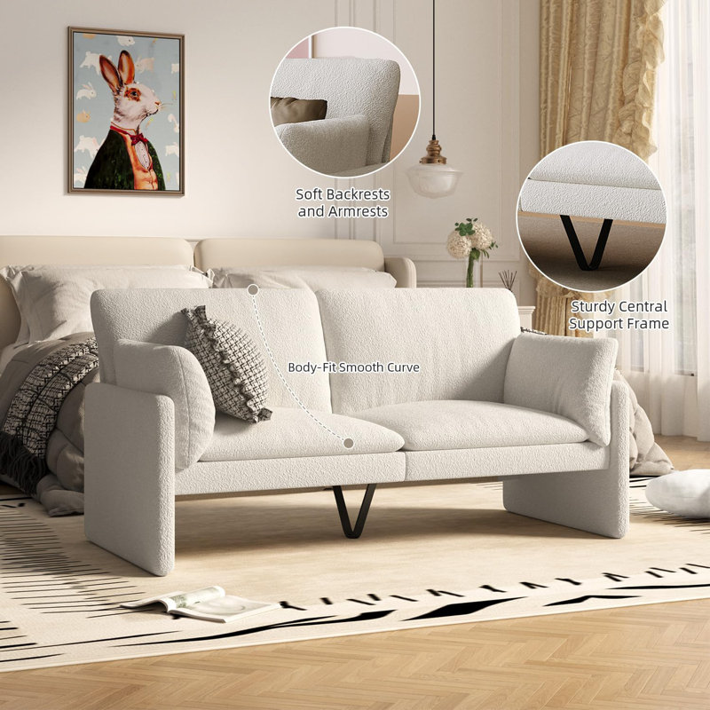 Shellene 2 Seater Teddy Sofa, White