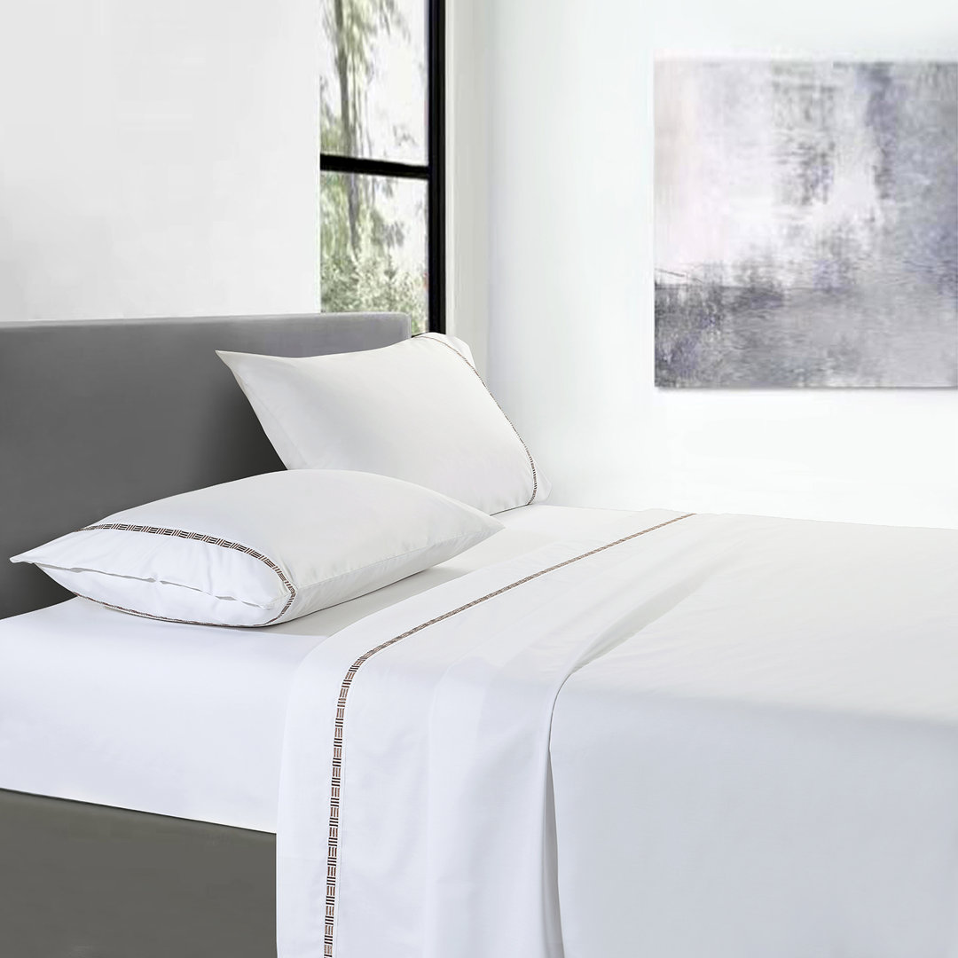 Hotel Grand TENCEL Lyocell And Cotton Blend Embroi Sateen Sheet Set Hotel Grand 