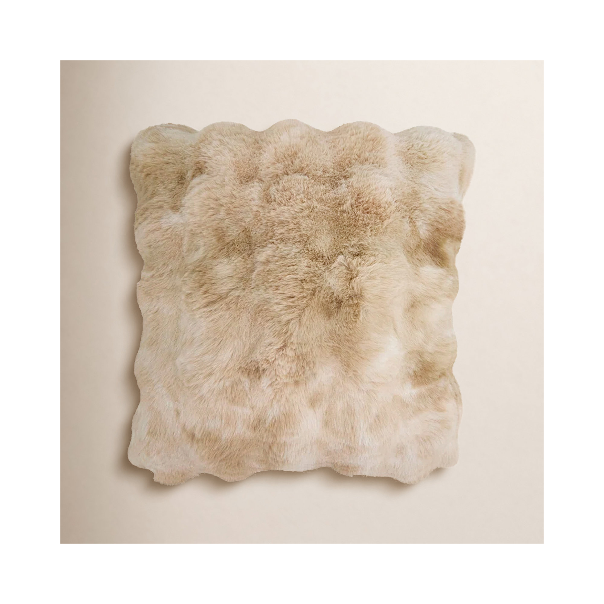 Cozy Bubble Faux Fur Pillow Cover, Natural, No Insert, Square 20"