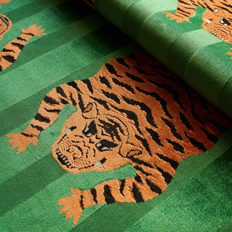 Tissu velours tigre Jokhang, Vert