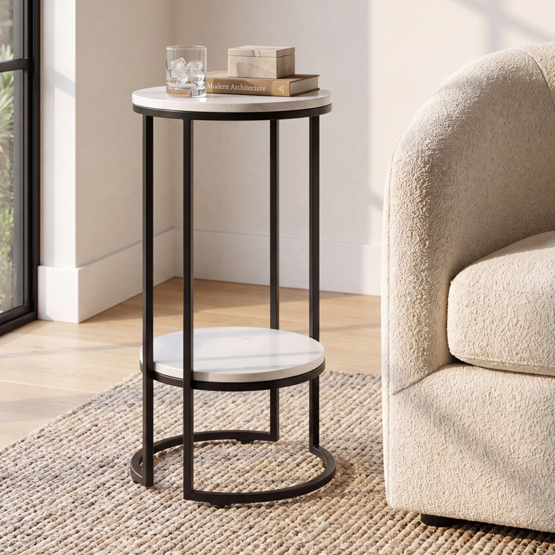 Mal Fransin Frame End Table, White