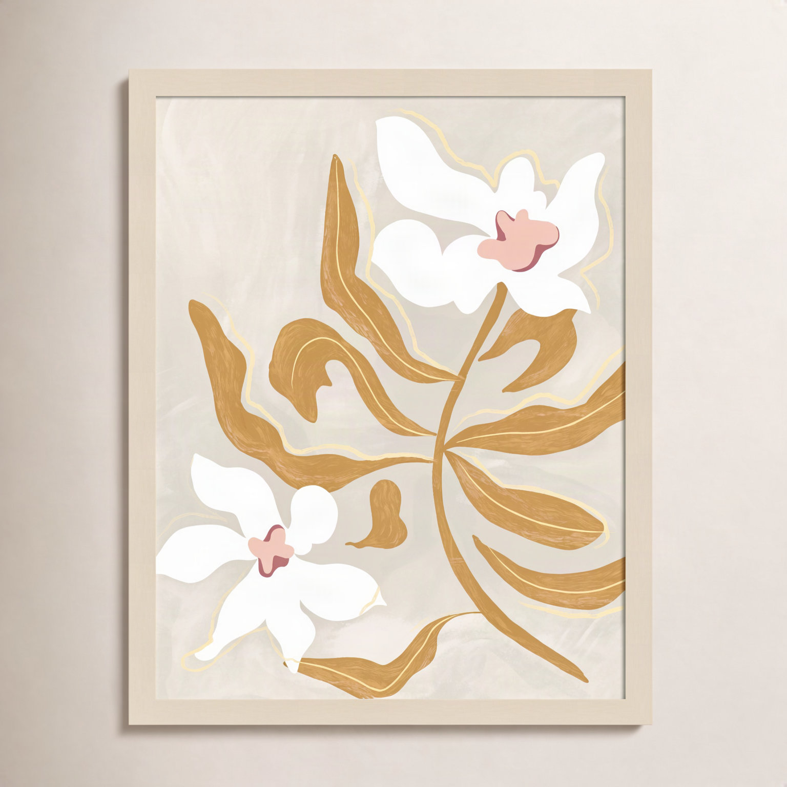 Pattison "Flower Flower Flower" Print, Brown, 21" H x 17" W