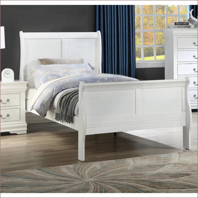 Structure de lit simple en bois massif - Style transitionnel blanc pour chambre principale / chambre d'amis