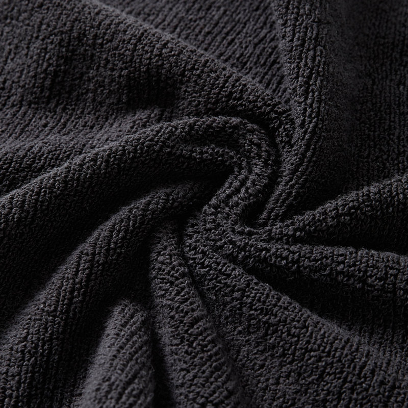 6-Piece Solid Sculpted Pleat Cotton Towel Set, Black