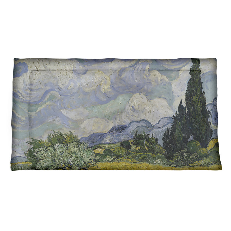 Taie décorative Vincent Van Gogh Wheatfield, Microfibre, Très grand, Bleu ciel