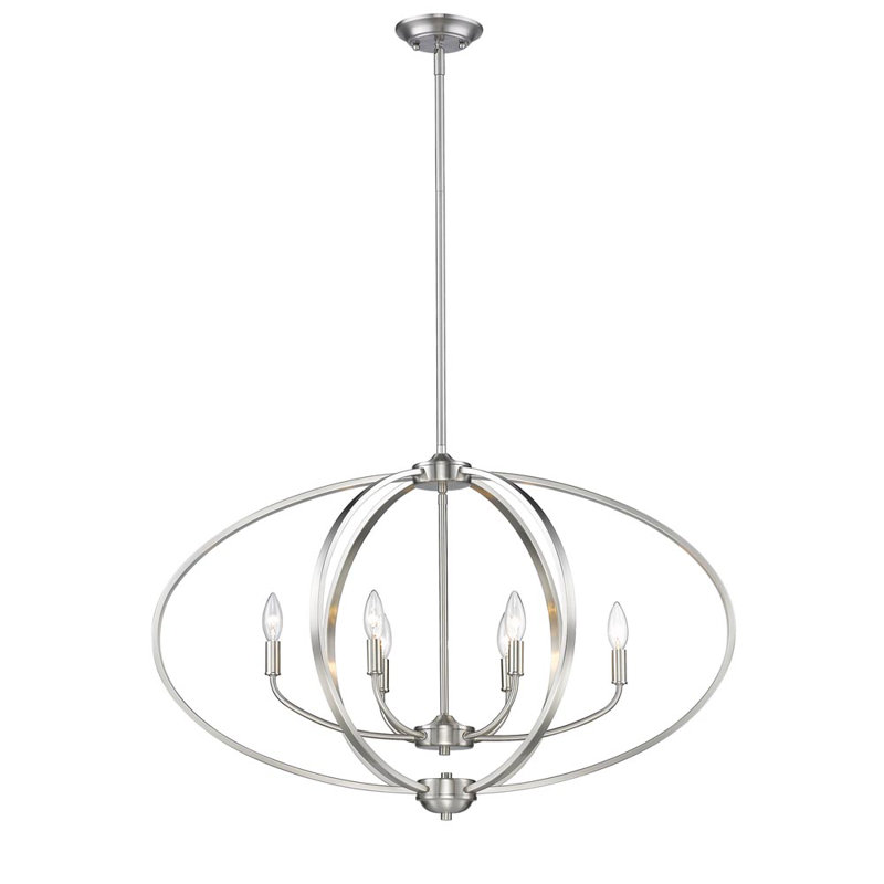 Petitt 6 - Light Dimmable Chandelier, Pewter, No Shade