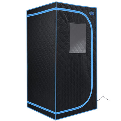 Tente noire portative à vapeur pleine grandeur - Profitez d'un spa personnel. Comprend un générateur, une télécommande et un fauteuil pliable. Facile à assembler, chauffage rapide. & Ul. Tissu isolant et imperméable. 360