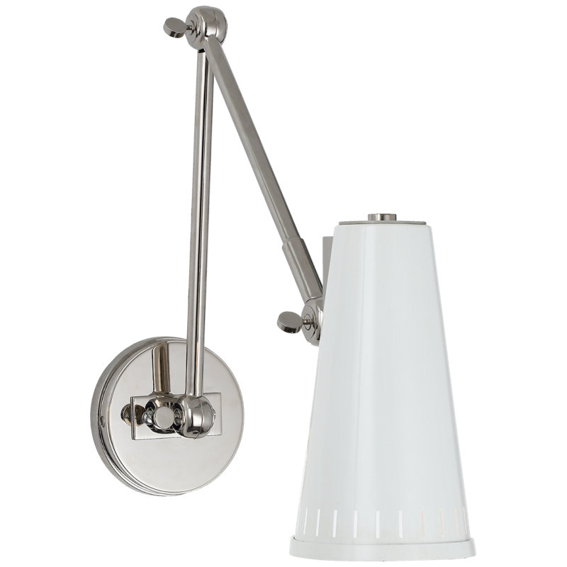 Thomas O'Brien Antonio Adjustable Two Arm Wall Lamp, Polished Nickel, Antique White