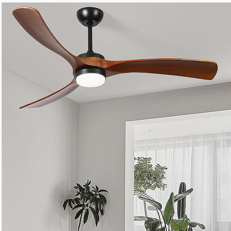 60-inch 3-leaf solid wood ceiling fan light