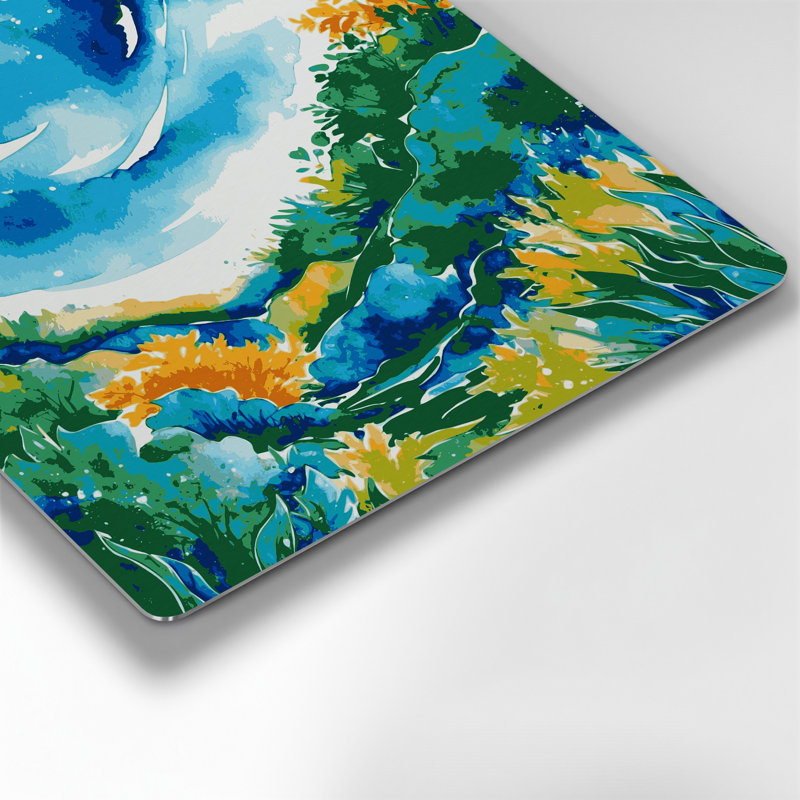 «Watercolor Landscape 59», art mural en métal bleu, H 12 po x l 12 po