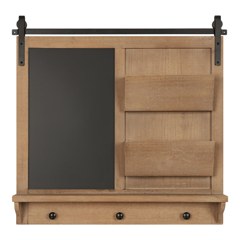 Rangement mural magnétique avec poches Enora 30X28, Brun rustique