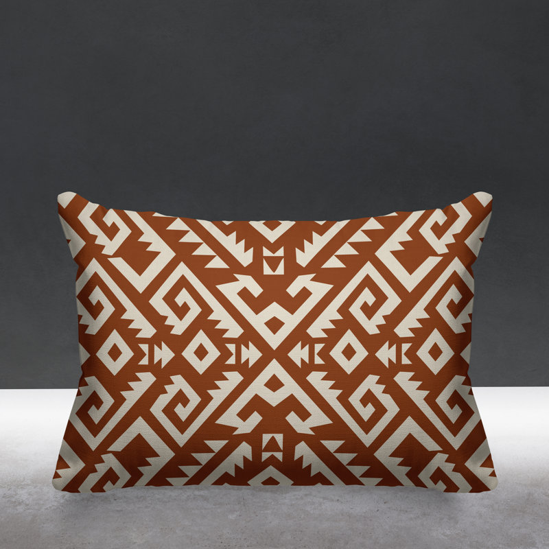 Coussin intérieur / extérieur Chitto Southwestern, Orange brûlé