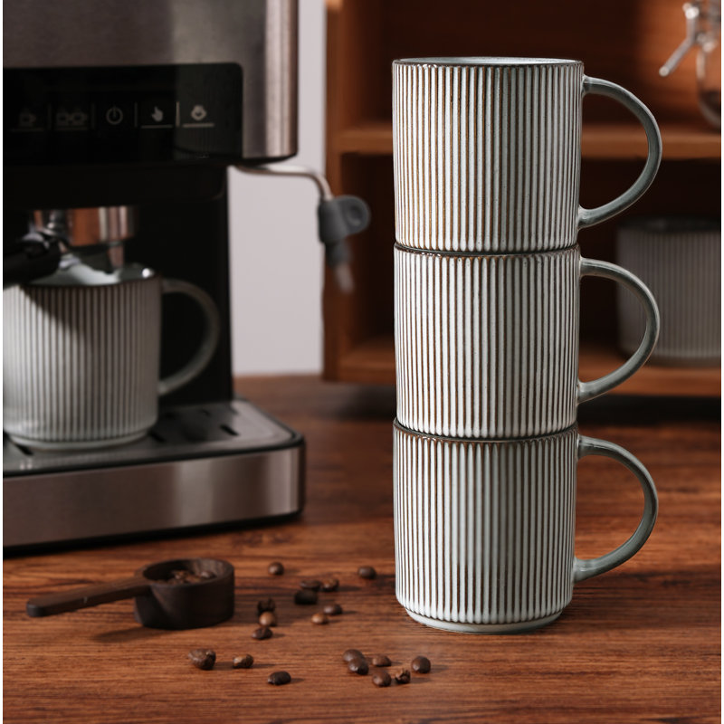 Grande tasse à café en grès Azal, 12 oz, Bleu fumée