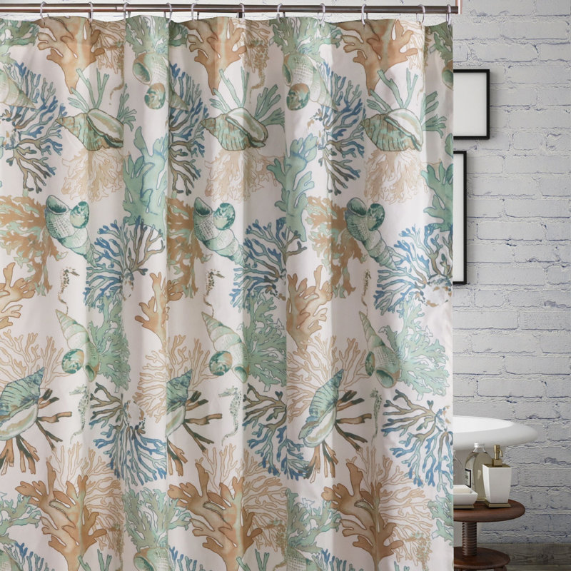 Atlantis Seashell Single Shower Curtain, Jade