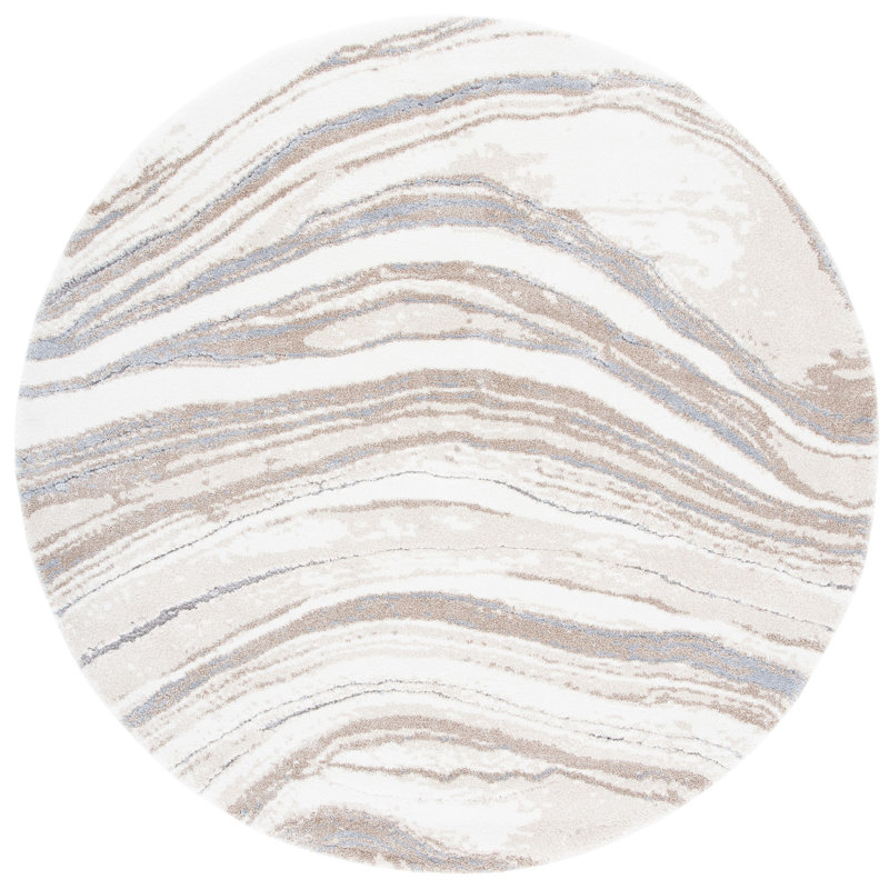 Tapis ivoire / gris Makenna, Rond 6 pi 7 po