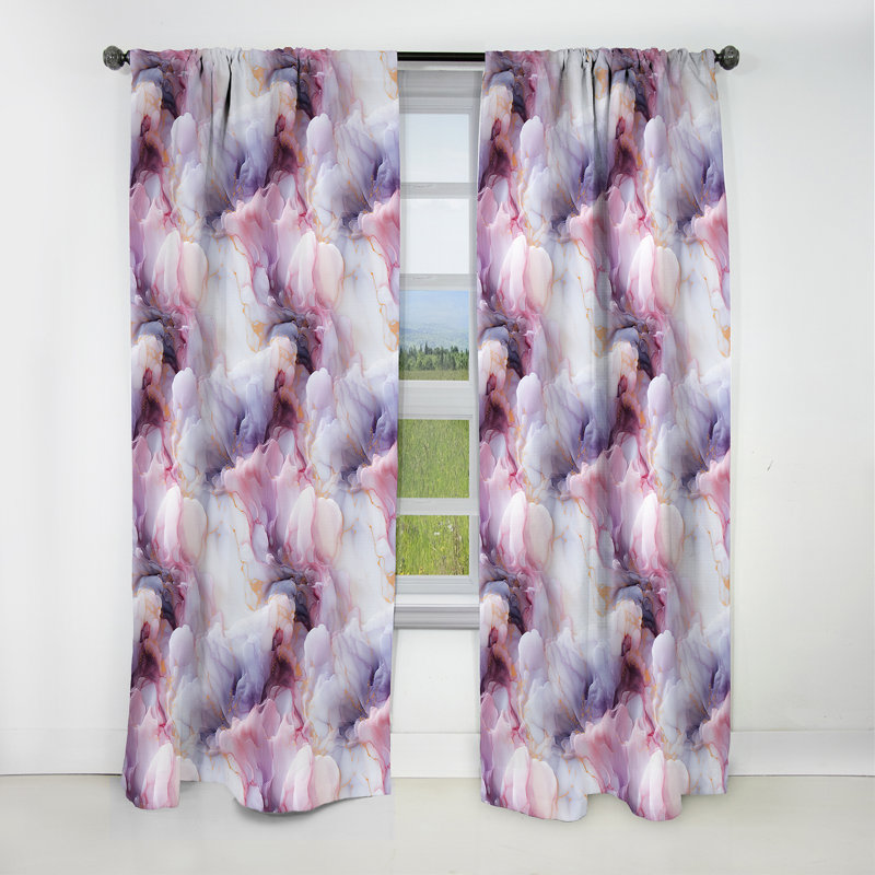 Enchanted Light Purple Marble Mist - Abstract Marble Marble Blackout Curtain - 1 Panels, 52" W x 108" L