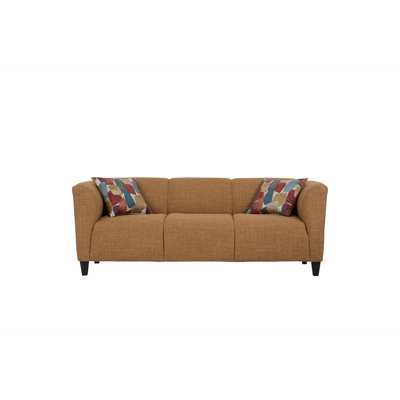 84" Upholstered Sofa with Hardware Multi Pillows