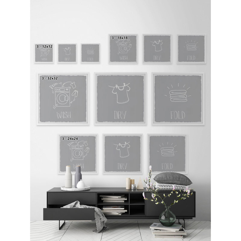 " Wash Dry And Fold " by Marmont Hill 3 - Pieces, 12" H x 12" W