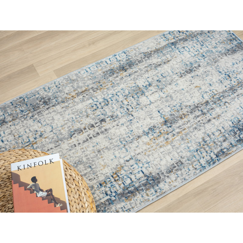 Lillith Beige/Blue/Grey Rug, Rectangle 80 x 150cm