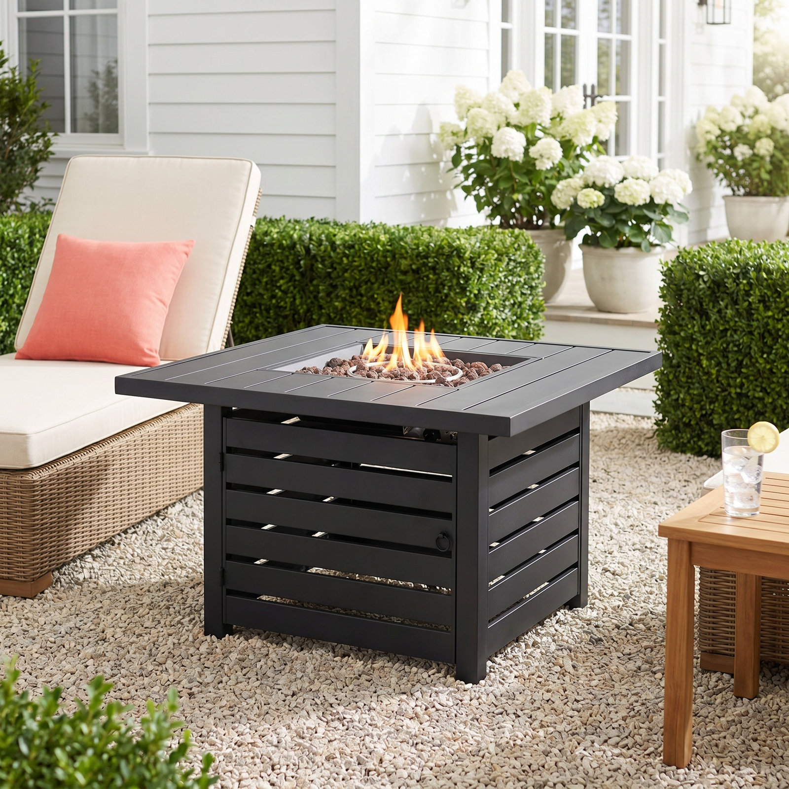 Fernon Square Fire Pit Table, Matte Black