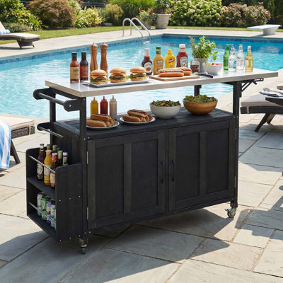 Chariot d'îlot de cuisine portable pliable avec roues verrouillables, armoire de rangement et porte-serviettes
