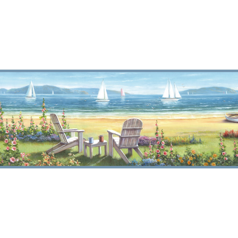 Papier peint bordeaux 3D 15 'x 8 "Dorcia Seaside Cottage Portrait