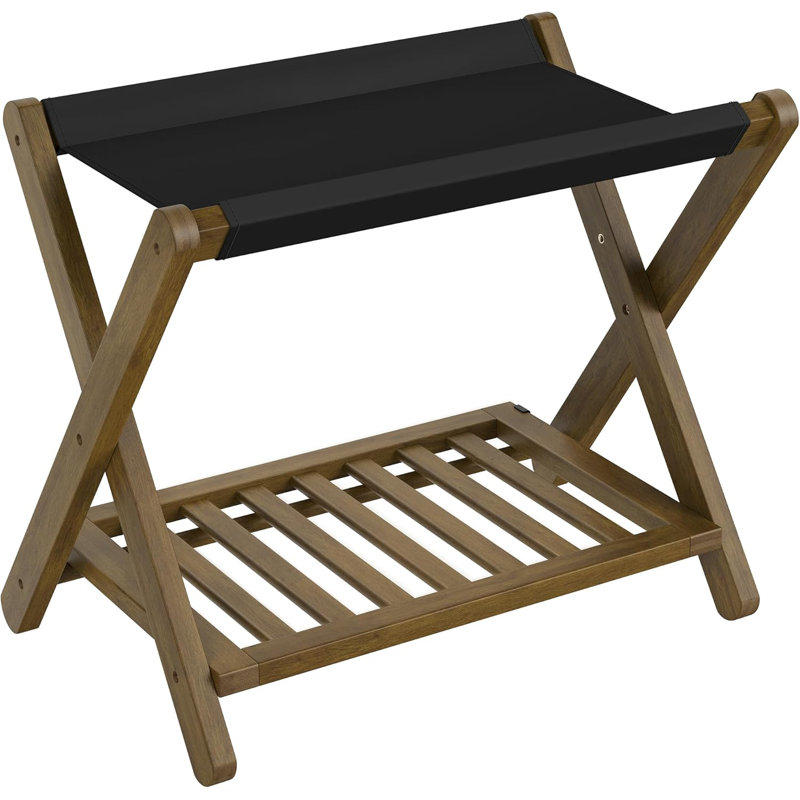 Bamboo Luggage Rack, Foldable Suitcase Stand