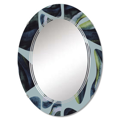 Decorative Elements On Blue - Printed Modern Wall Mirror