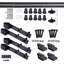 Panelled Wood and Metal Barn Door with Installation Hardware Kit-83967015-83967016