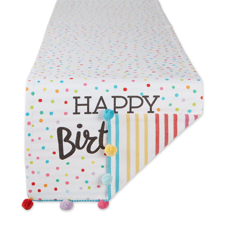 Chemin de table d'anniversaire 100% coton à pois Nunn