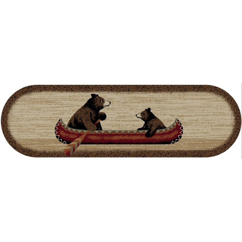 Tapis d'escalier 9 x 30 Cosy Cabin Bear Canoe, 6 pièces incluses