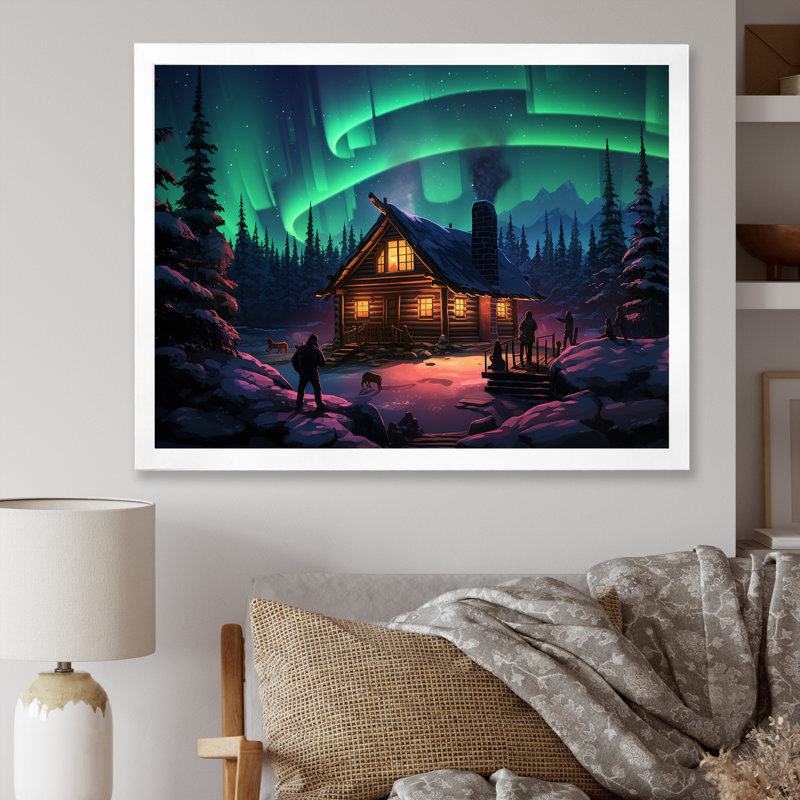 «Canadian Boreal Ballet 2 - Northern Lights», art mural, Cadre de coin blanc fermé, H 12 po x l 20 po x P 1 po