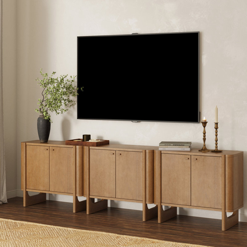 Mid-Century Modern Accent Cabinet, Raw Oak, 2
