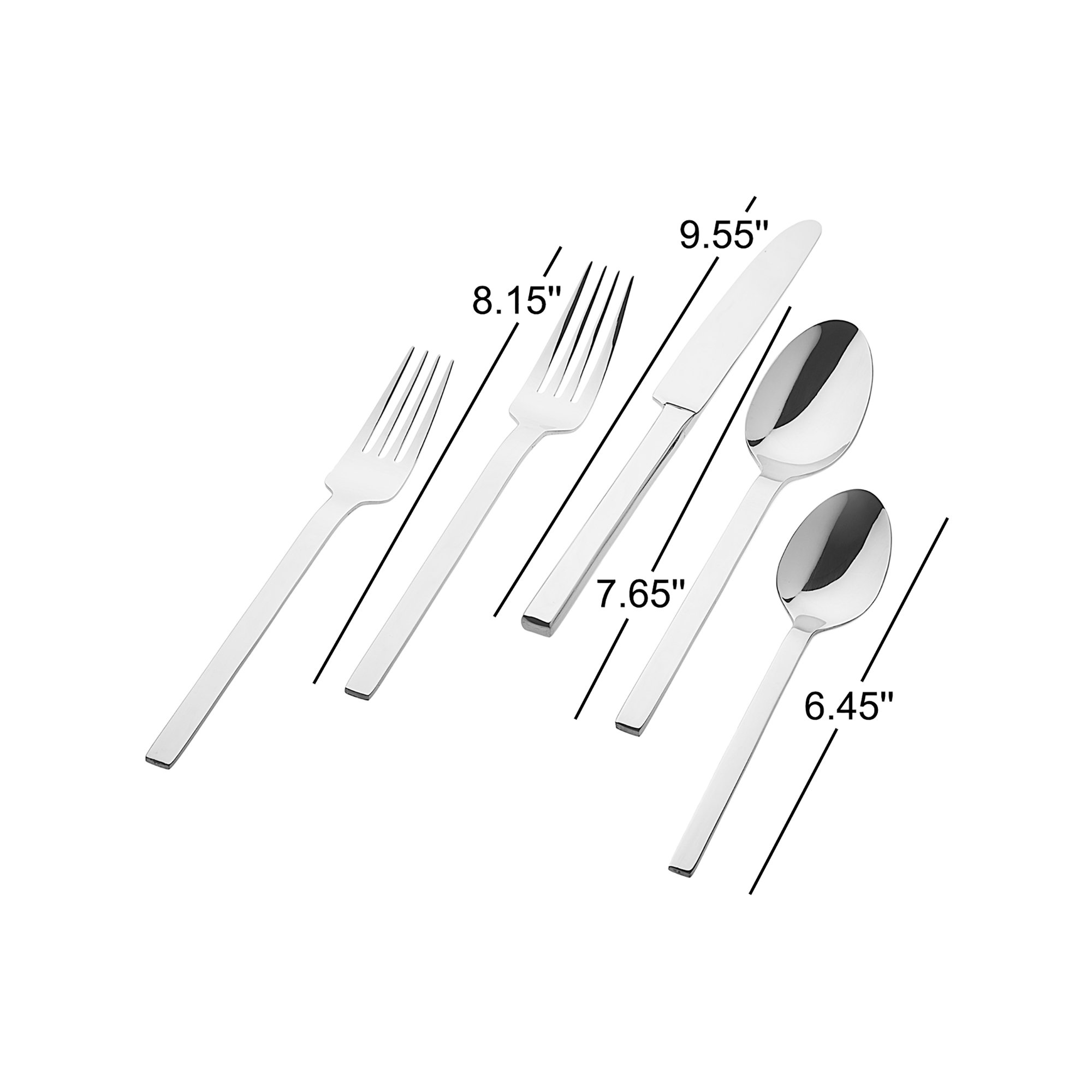 Atlas Mirror 20 Piece 18/0 Stainless Steel Flatware Set, Service for 4, Black