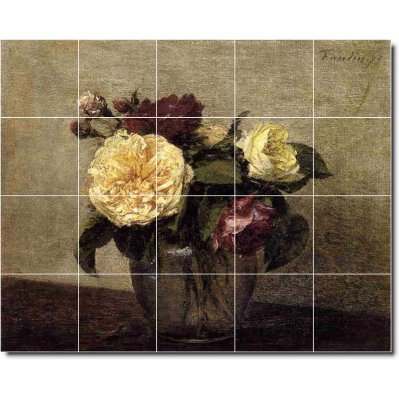 Carreau de céramique décorative 60 po x 48 po 12 po x 12 po, Fleur 03240