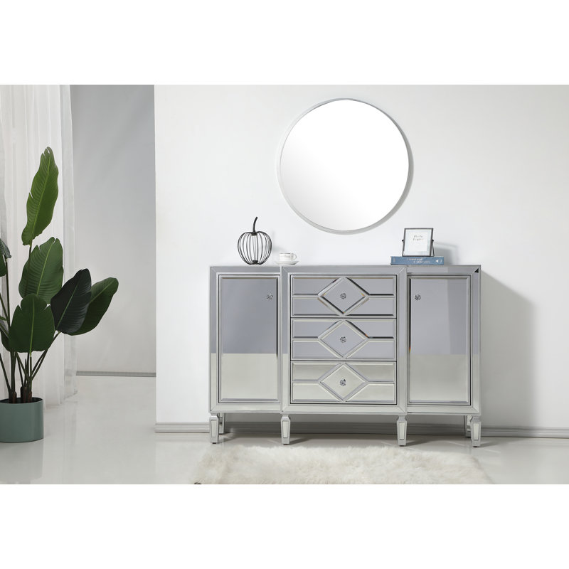 Buffet décoratif 2 portes Bashaw, Argent argent