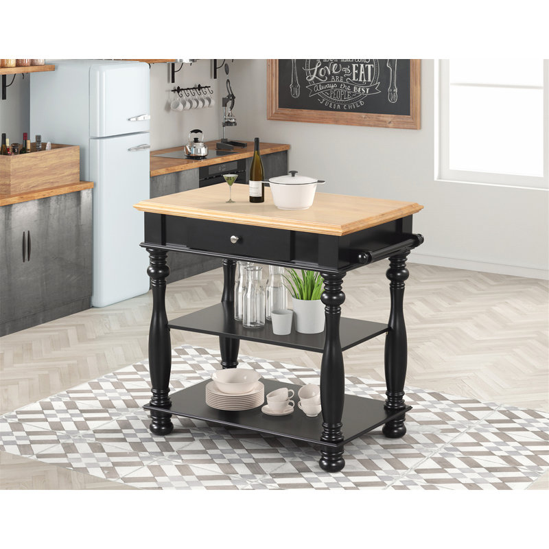 Îlot de cuisine polyvalent avec rangement intégré et accessoires pratiques pour les espaces culinaires, Noir